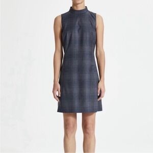 Theory zip back mod dress soft plaid Mock Neck Sleeveless Sheath Dress Size 6